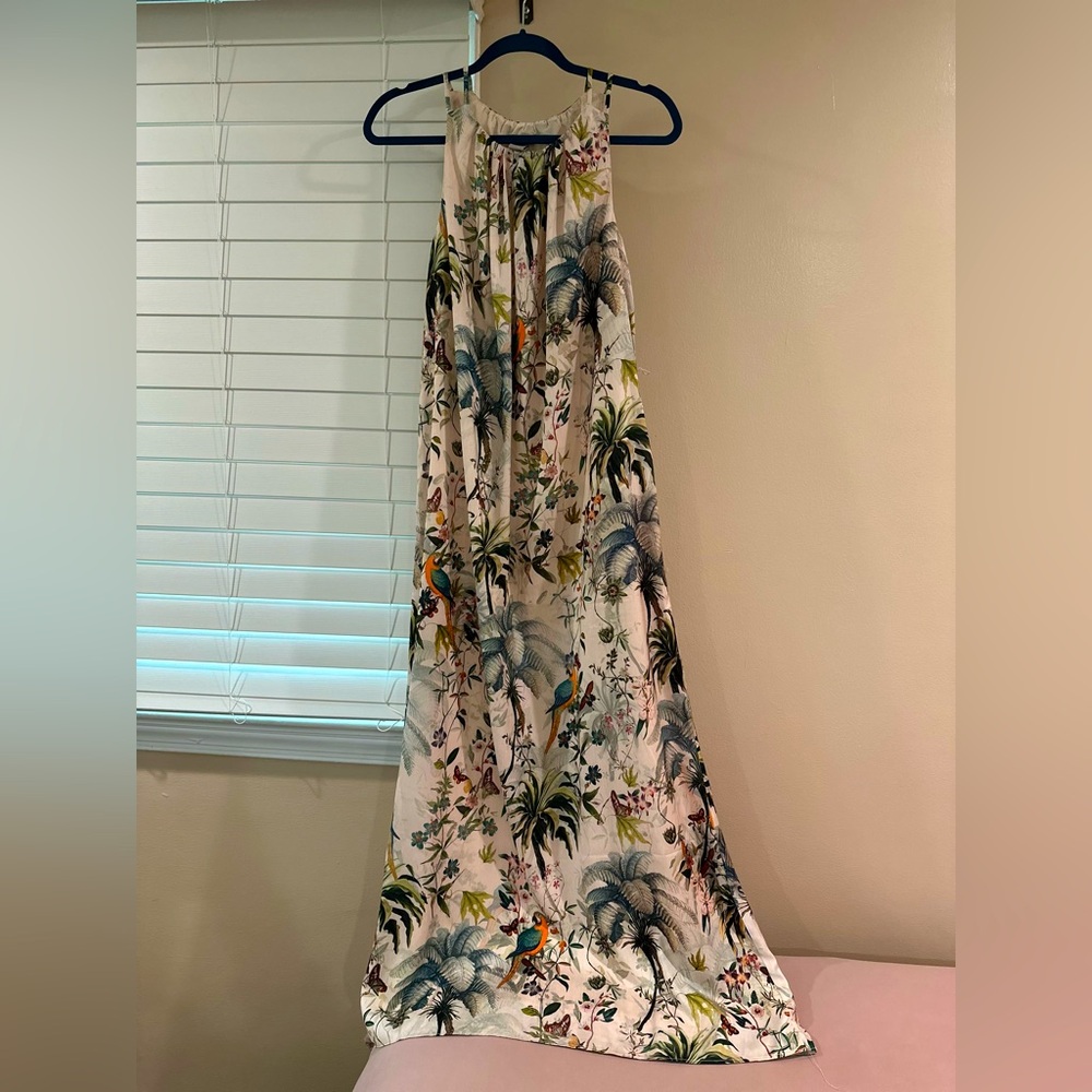 HM maxi tropical dress satin size 2